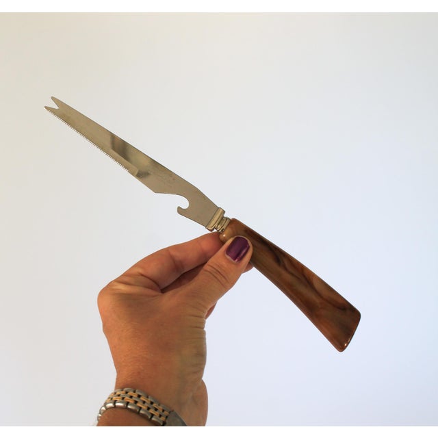 Metal Vintage Bar Tool Set With Tortoise / Butterscotch Bakelite Handles 6-Pieces For Sale - Image 7 of 9