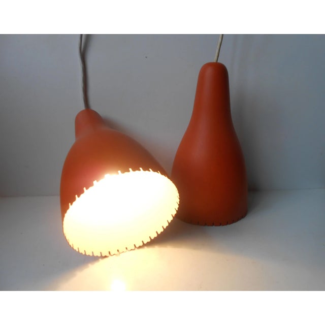 1950s Mid Century Danish Pendant Lamps by Bent Karlby for Lyfa, 1950s, Set of 2 For Sale - Image 5 of 6