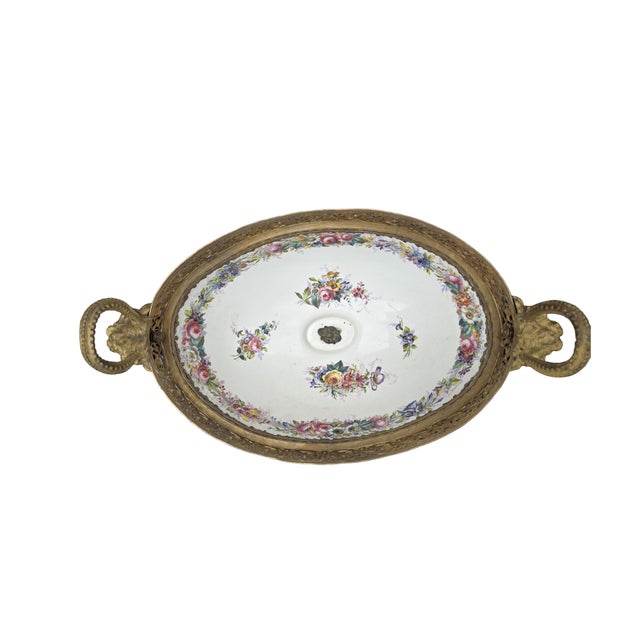 Late 19th Century Antique French Sevres Style Porcelain & Gilt Bronze Centerpiece Urn With Figural Handles For Sale - Image 5 of 10