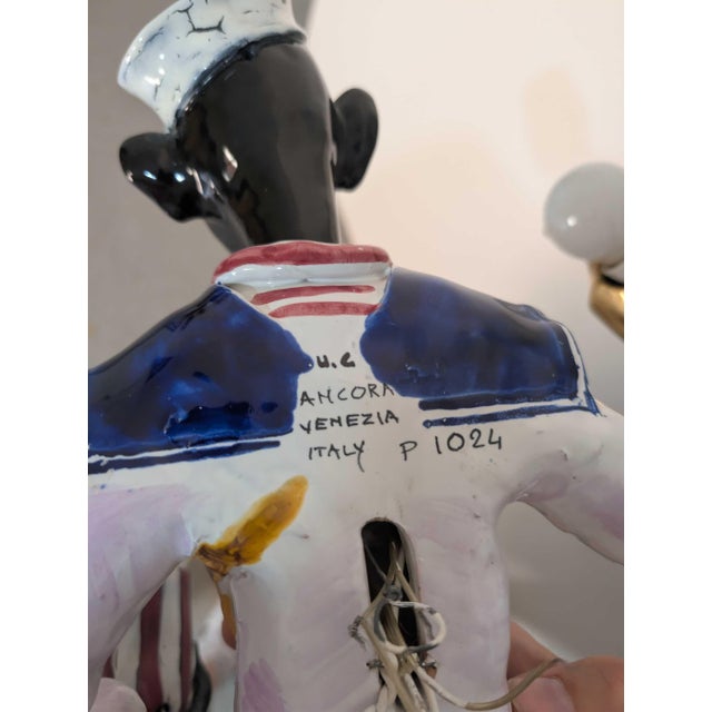 1950s Figurative Venetian Polychrome Glazed Ceramic Sailor Wall Sconce, Signed For Sale - Image 10 of 11