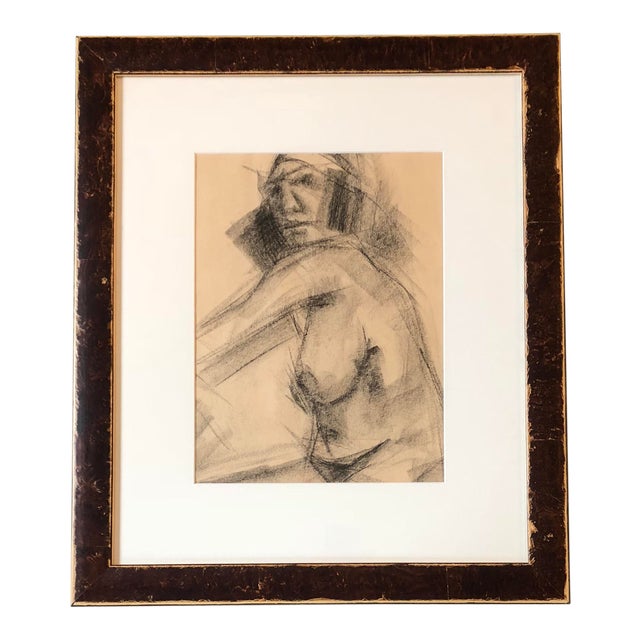 Original Vintage Charcoal Female Nude Study Sketch For Sale