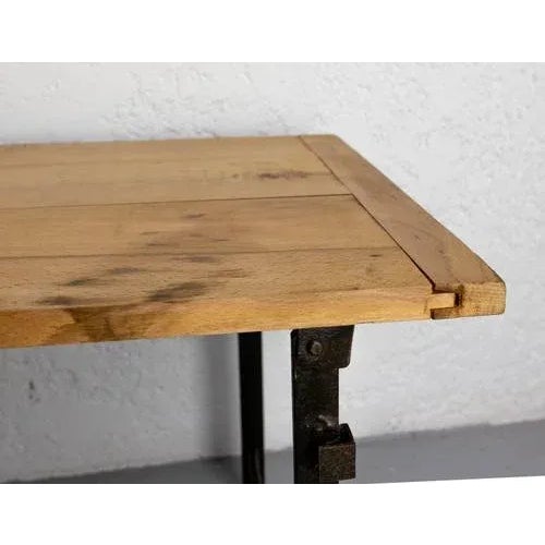 1970s French Foldable Coffee Table in Poplar and Iron, 1970s For Sale - Image 5 of 10