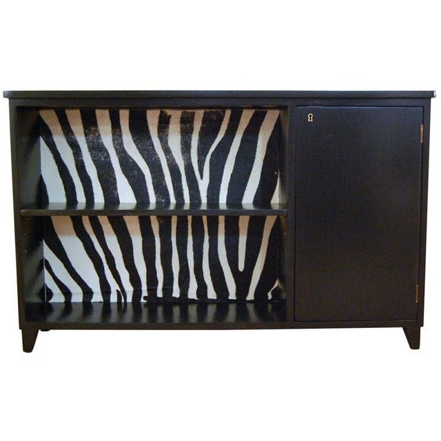 Swedish Art Moderne Black Writing Desk With Zebra Hair Hide For Sale - Image 9 of 9