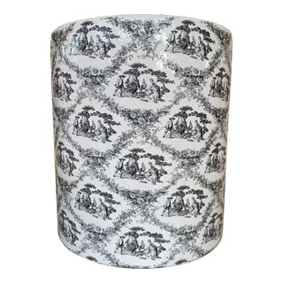 Vintage Labrazel Ceramic Black/Cream Toile Wastebasket, Made in Italy For Sale