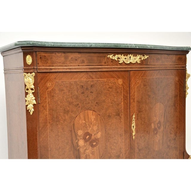 Antique French Burr Walnut and Marble Top Cabinet, 1930s For Sale - Image 9 of 13