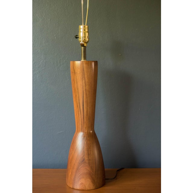 Wood Sculptural Pair of Mid Century Modern Solid Staved Walnut Lamps For Sale - Image 7 of 10
