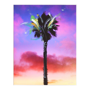 Hermosa Single Palm II - Vibrant Purple and Pink Sunset Landscape Painting Original Artwork by Pete Kasprzak