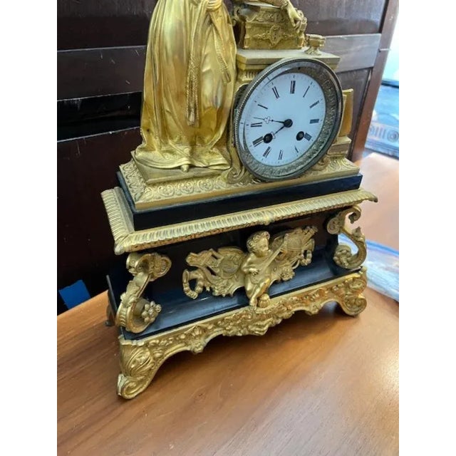 Late 19th Century Antique French Bronze Mantle Clock For Sale - Image 5 of 7