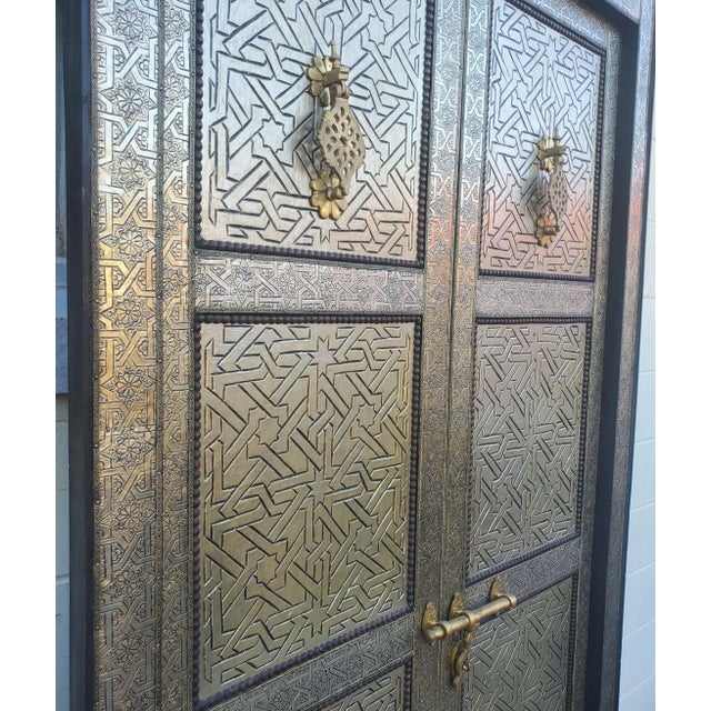 Moroccan Moroccan Metal Inlaid, Silver Finish Rabat Door For Sale - Image 3 of 8