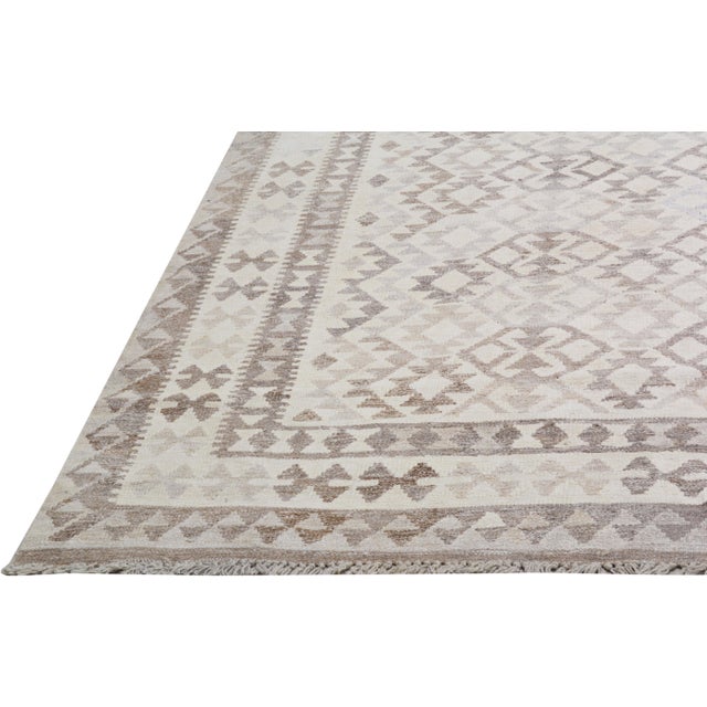 2010s Contemporary Afghan Navajo Style Flatweave Wool Rug,10'X13'2" For Sale - Image 5 of 6