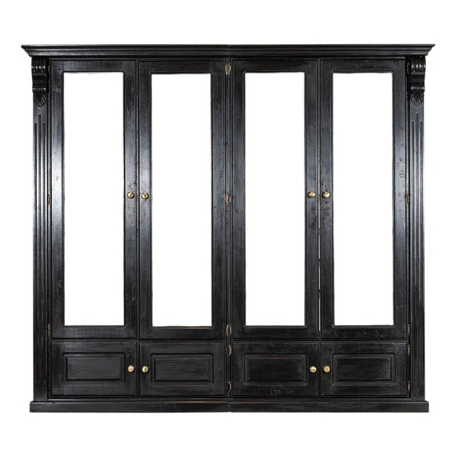 English Ebonised Mahogany Glazed Bookcase, 1940 For Sale