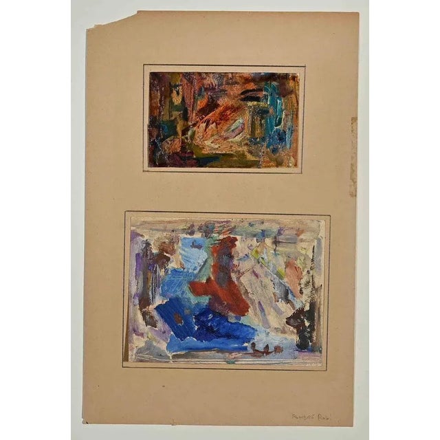Abstract Composition is an Original Oil on Paper realized by André Rogi (1905-1970). Good condition of the two works...