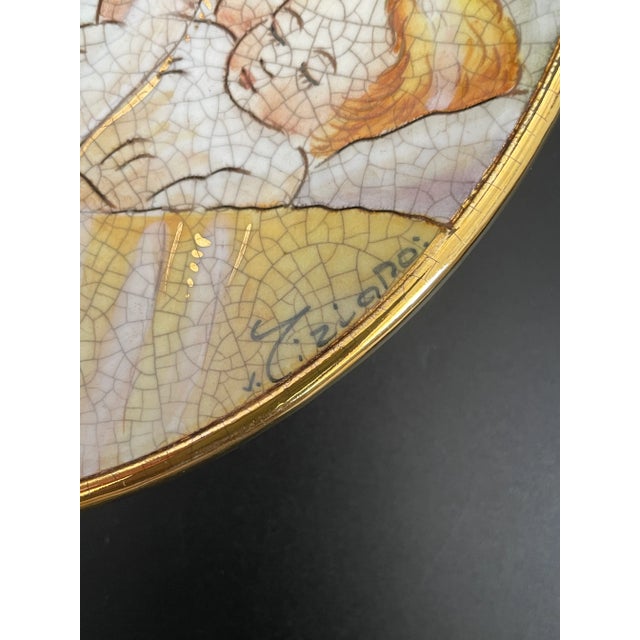 Beige 1977 Vincente Tiziano Italian Art Pottery Mother & Child Wall Plate For Sale - Image 8 of 8