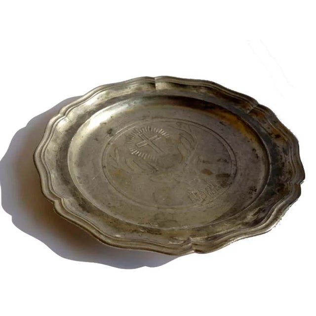 Jagermeister Advertising Liquor Pewter Plate, 1950s, in Flawless conditions. Designed 1950 to 1959