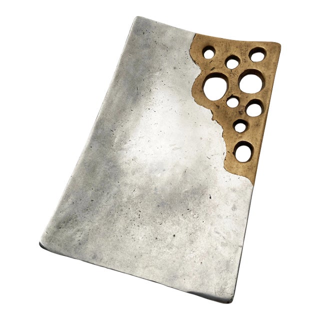 Mid 20th Century Hand-Crafted Aluminum and Bronze Contemporary Art Plate For Sale