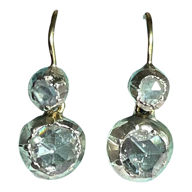 Georgian Rose Cut Diamond Earrings, C. 1830 For Sale