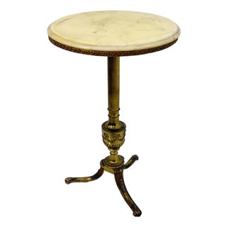 Italian Brass Coffee Table with Marble Top, 1950s For Sale