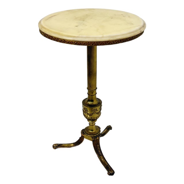Italian Brass Coffee Table with Marble Top, 1950s For Sale