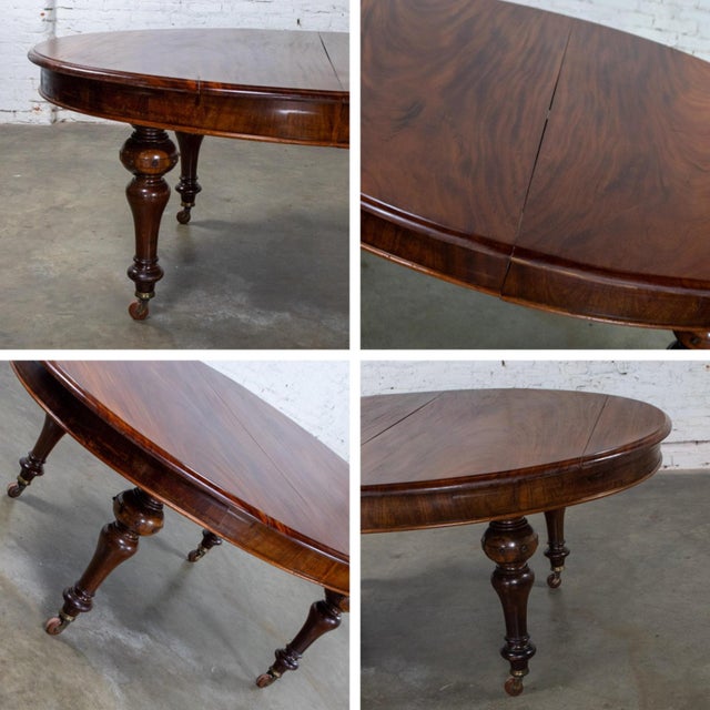 19th Century Antique William IV Style Mahogany Oval Dining Table W/Turned Legs & Casters For Sale - Image 14 of 17