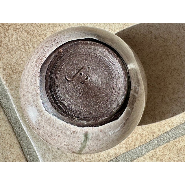 1970s Beige Glossy Glazed Studio Ceramic Vase with Olive-Green Splashes from Serocka, Germany, 1970s For Sale - Image 5 of 9