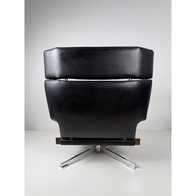 Metal Large Leather Armchair attributed to Sergio and Giorgio Saporiti for Saporiti Italia, 1950s For Sale - Image 7 of 10