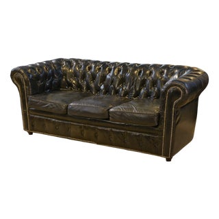 3-Seater Chesterfield Sofa in Black Leather, 1990s For Sale