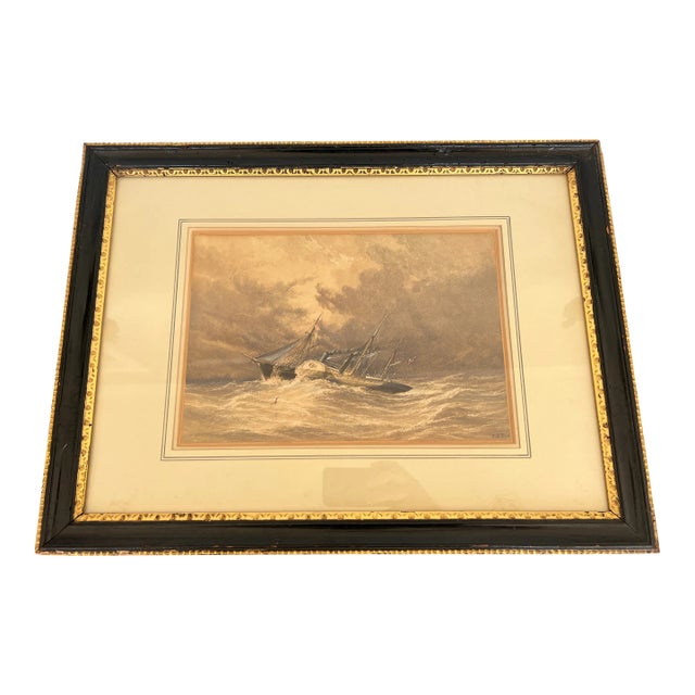 William Adolphus Knell, Maritime Rough Wave Watercolor C
