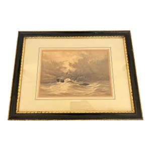 William Adolphus Knell, Maritime Rough Wave Watercolor C. 1860
