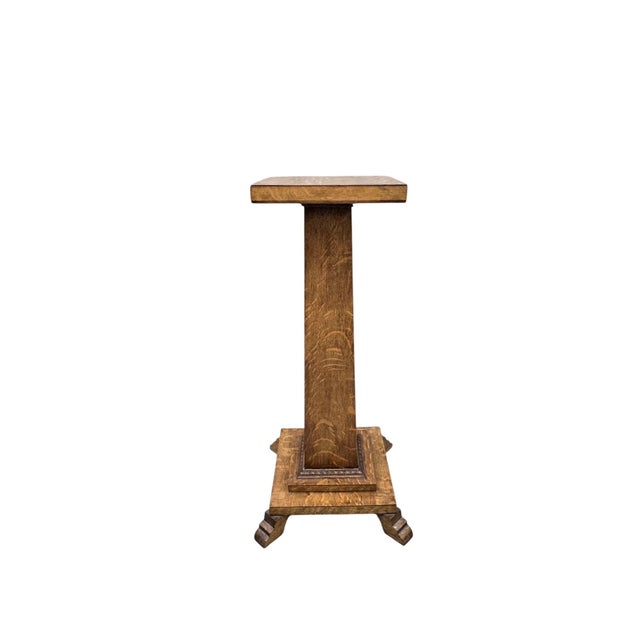 Antique Arts & Crafts Mission Quarter Sawn Oak Pedestal Stand For Sale In Chicago - Image 6 of 6