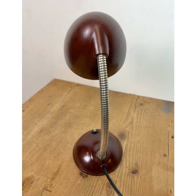 Metal Vintage Brown Bakelite Gooseneck Table Lamp, 1960s For Sale - Image 7 of 18
