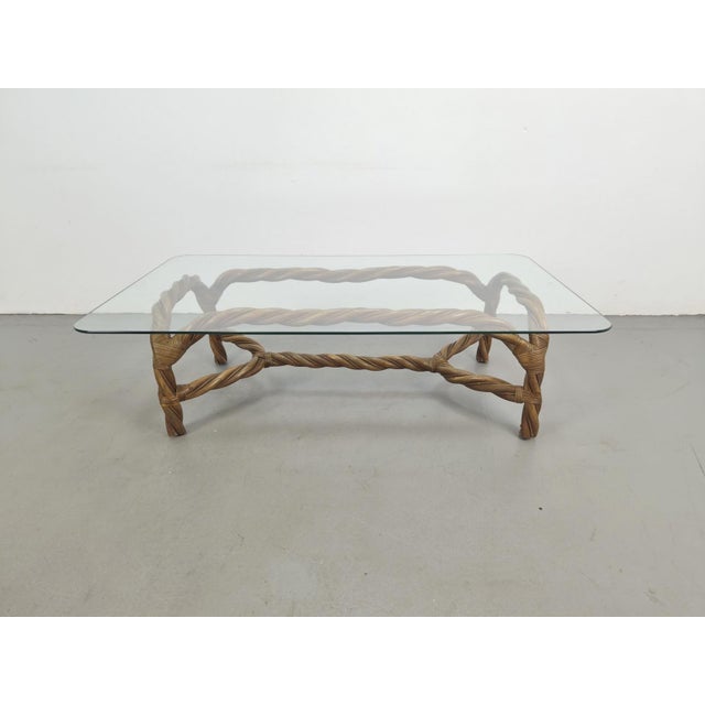 Vintage Boho Coffee Table in Rattan and Bamboo, 1970s, in Good conditions. Designed 1970 to 1979