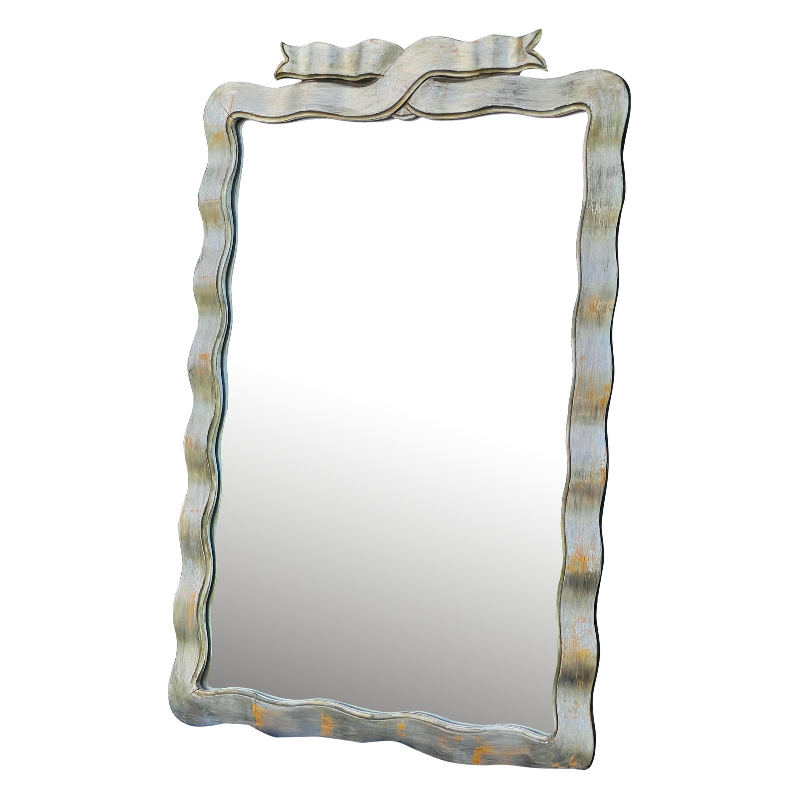 Vintage Carved Wood Ribbon Mirror | Chairish