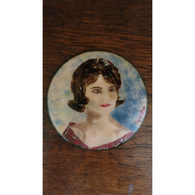 Jacqueline Kennedy Handmade Art Piece Enamel Button Most Beautiful Ever For Sale - Image 4 of 7