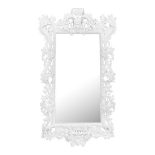 Baroque Revival White Lacquered Full Length Mirror For Sale