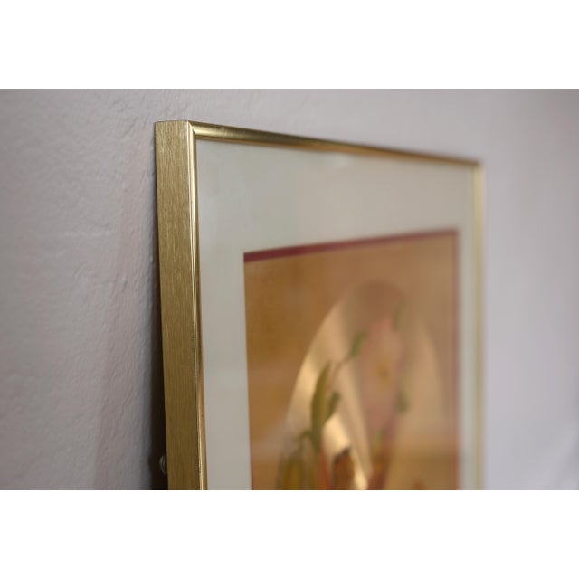 Vintage Art Nouveau Style Michelle Emblem Metallic Gold Foil Rose Nymph Framed Art For Sale - Image 10 of 13