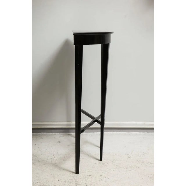 Wood Bespoke Ebonized Demilune Console on Tapered Legs For Sale - Image 7 of 9