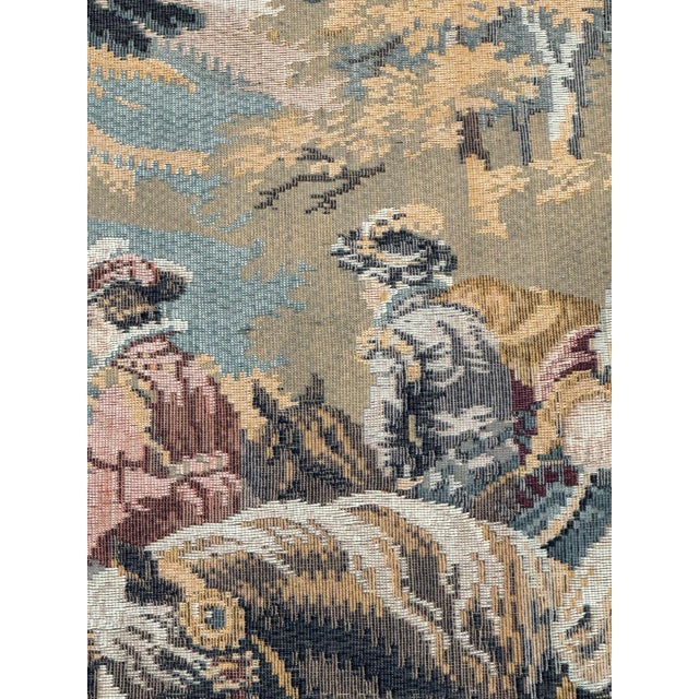 Vintage French Aubusson Style Jacquard Hunting with Hounds Tapestry, 1970s For Sale - Image 17 of 18