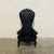 Black French Rococo Style Tufted Black Leather Throne Chair For Sale - Image 8 of 8