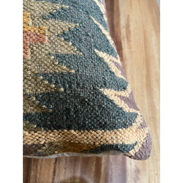 South American Style Earthtone Rustic 22” Square Rug Pillow For Sale - Image 4 of 6