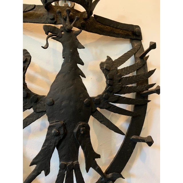 Metal Early 20th C. Ironwork Crest Hat/Coat Rack For Sale - Image 7 of 10