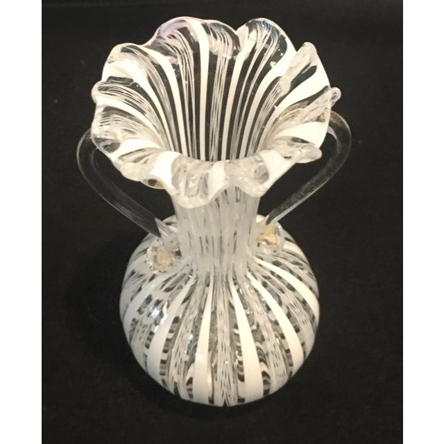 1960s Murano Glass Latticino Handled Vase For Sale In Detroit - Image 6 of 9
