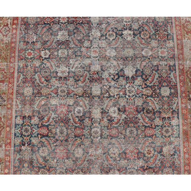 Large Distressed Gallery Persian Malayer Runner in Herati Design 5'8 X 14'8 For Sale - Image 4 of 14
