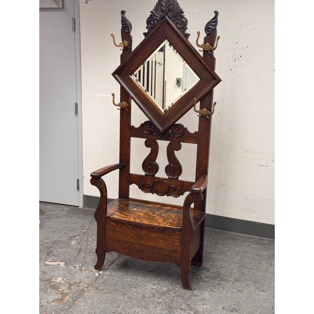 Traditional Antique Wooden Entry Hall Storage Tree For Sale - Image 3 of 12