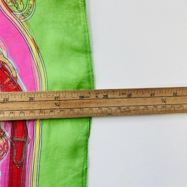 Green Hermes Green Printed 100% Silk Scarf For Sale - Image 8 of 10