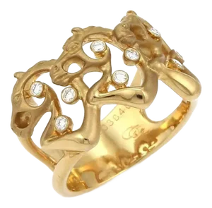 Carrera Y Carrera Diamond 18k Yellow Gold 3 Horse Open Wide Band Ring, Size 8