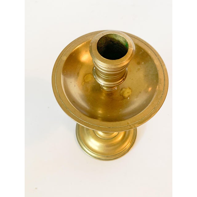 Antique Heavy Brass Baluster Candlestick Holder For Sale - Image 4 of 6