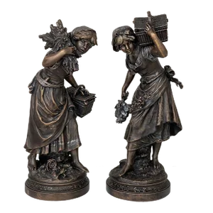 Pair 19th Century French Bronze Statues by Auguste Moreau (1855-1919)