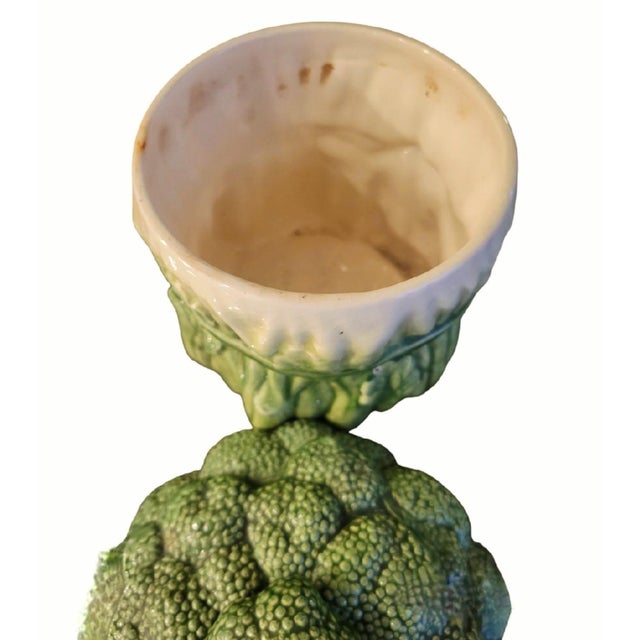 Fitz and Floyd Vintage Ceramic Broccoli Cabbage Fitz and Floyd Style Storage Jar For Sale - Image 4 of 6