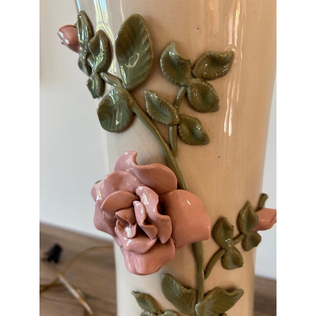 Boho Chic Pair of 1960s Marbro Pink Roses Lamps For Sale - Image 3 of 12