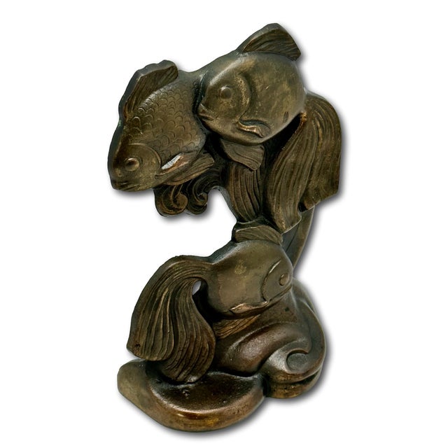 Art Deco Rare & Hard to Find All Original Vintage 1930s Hubley MFG Co. #464 Fan Tail Fish Cast Iron Doorstop For Sale - Image 3 of 18